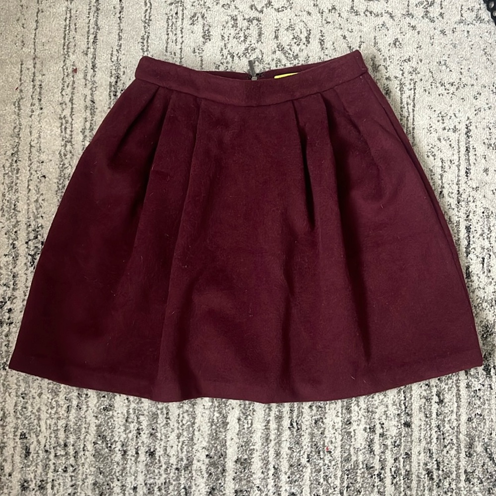 Burgundy Wool Mini Skirt